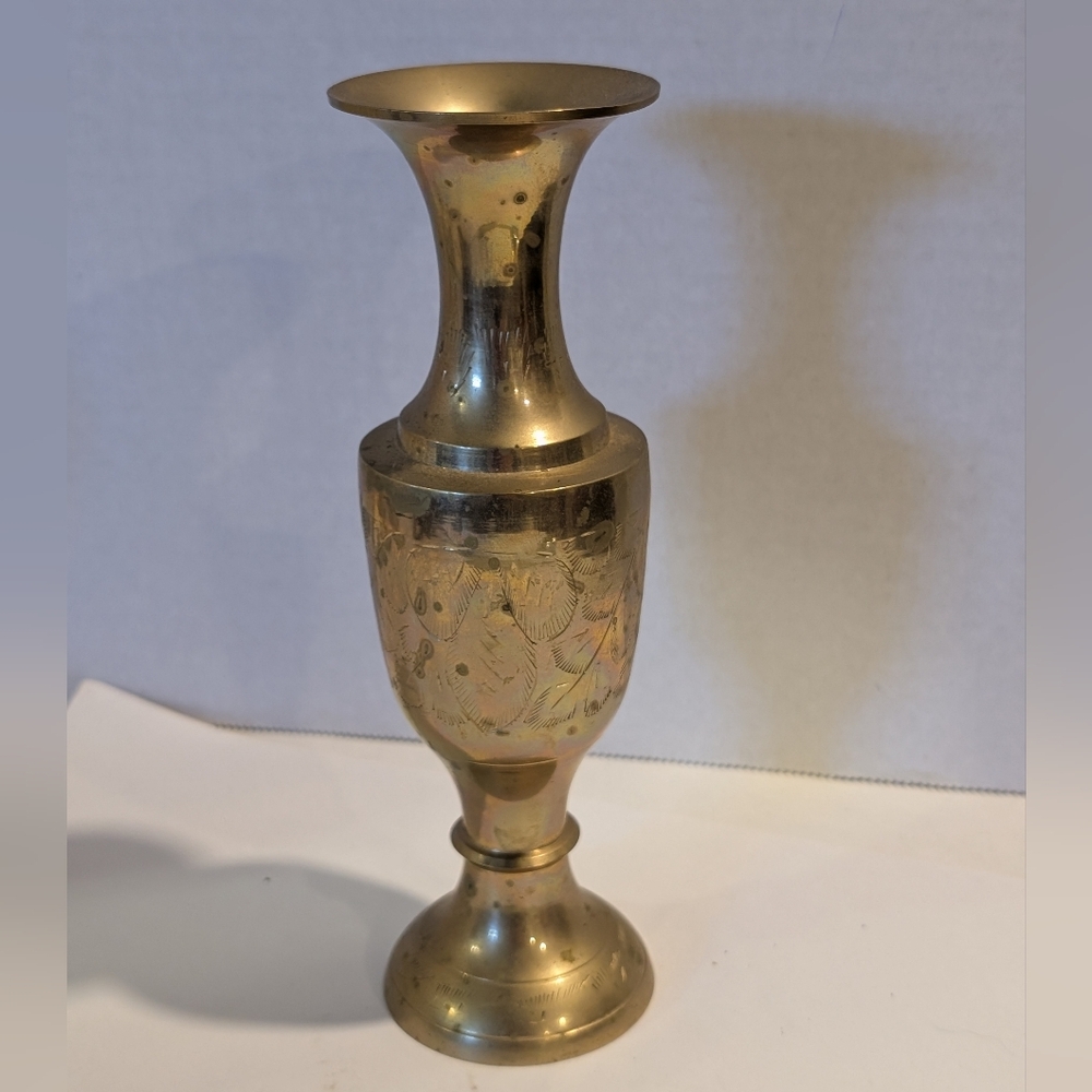 Vintage Brass Small.  Made In India Shiny Gold Tone Vase.
